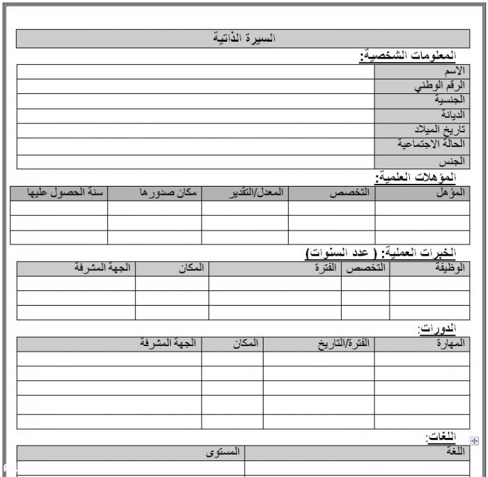 سيرة ذاتية جاهزة للطباعة 3153 6