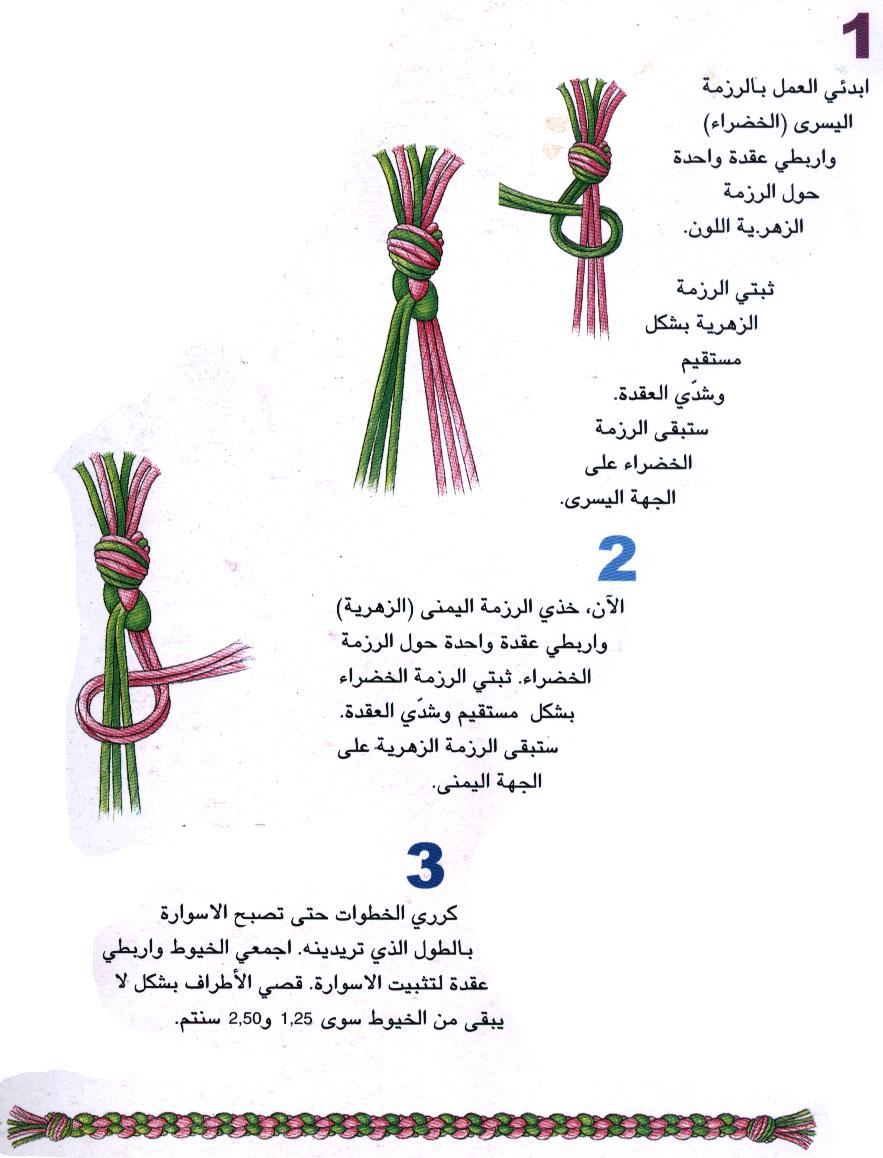 طريقة عمل اساور بالخيوط سهلة , كيفية الحصول علي حظاظات اليد